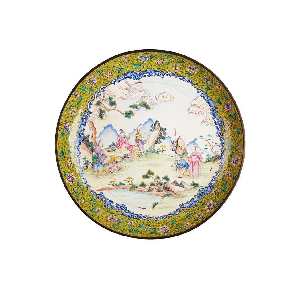 Large Canton Enamel Charger, 19th Century