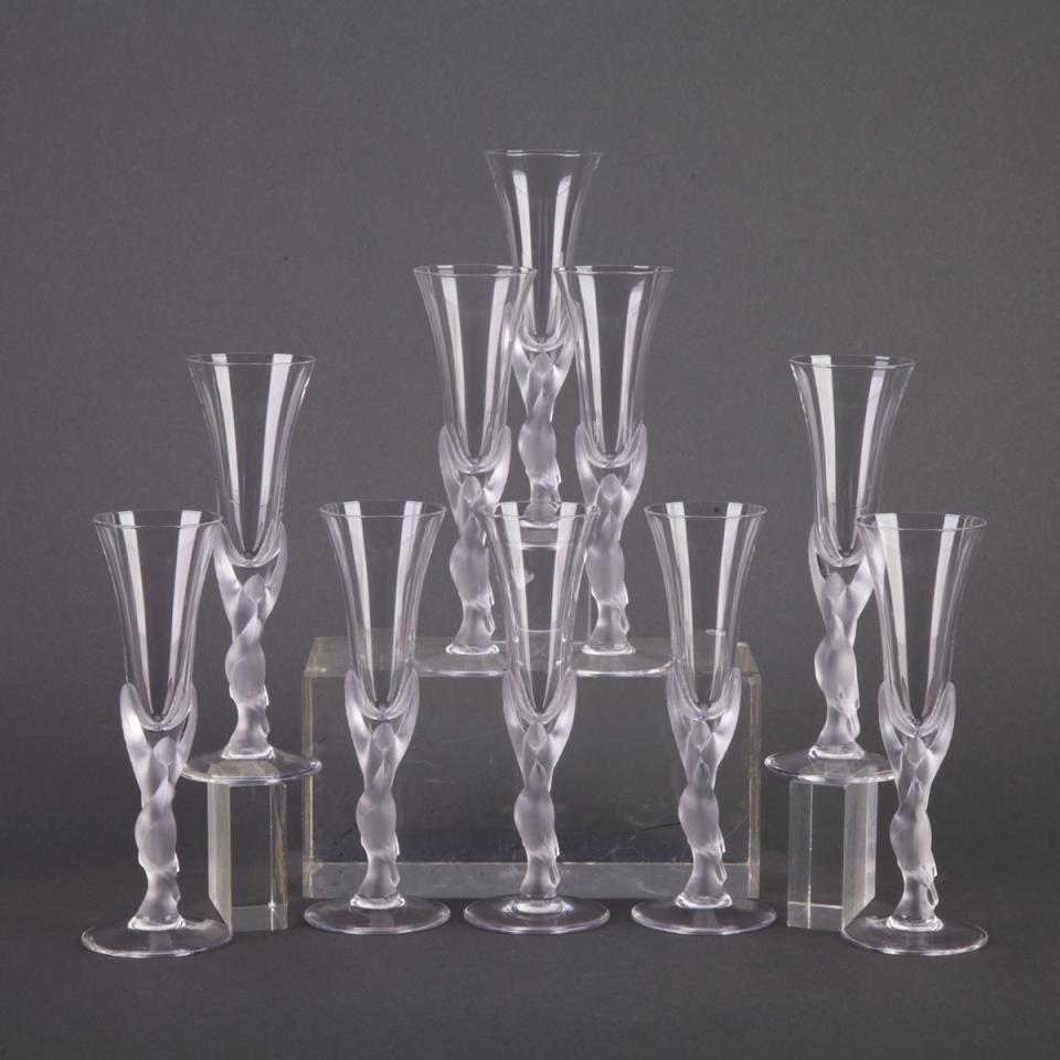 Set of Ten Igor Karl Fabergé ‘Doves’ Dessert Wine Glasses, c.1985