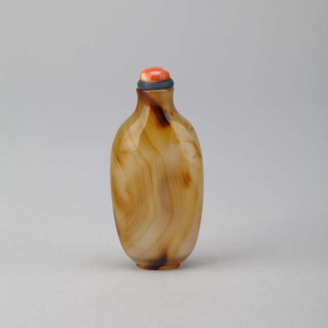 Six Agate Carved Snuff Bottles