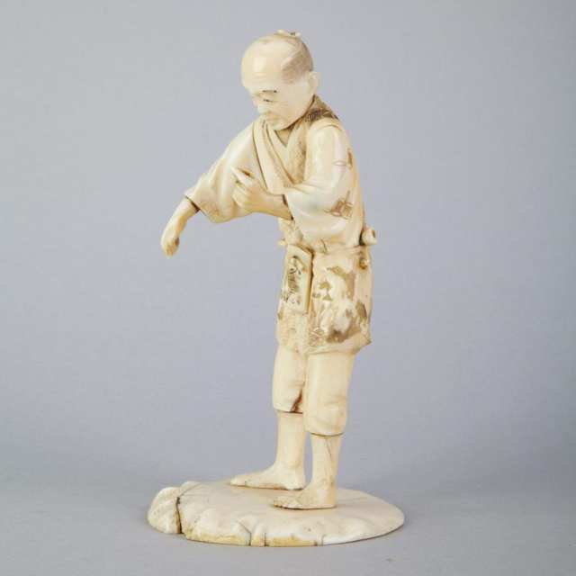 Japanese Ivory Carved Figure of a Farmer
