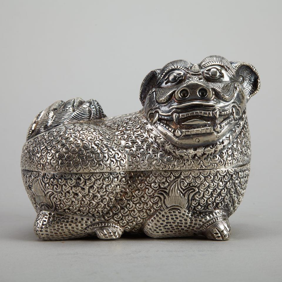 Four Silver Animal Form Betel Boxes and Covers, South East Asia