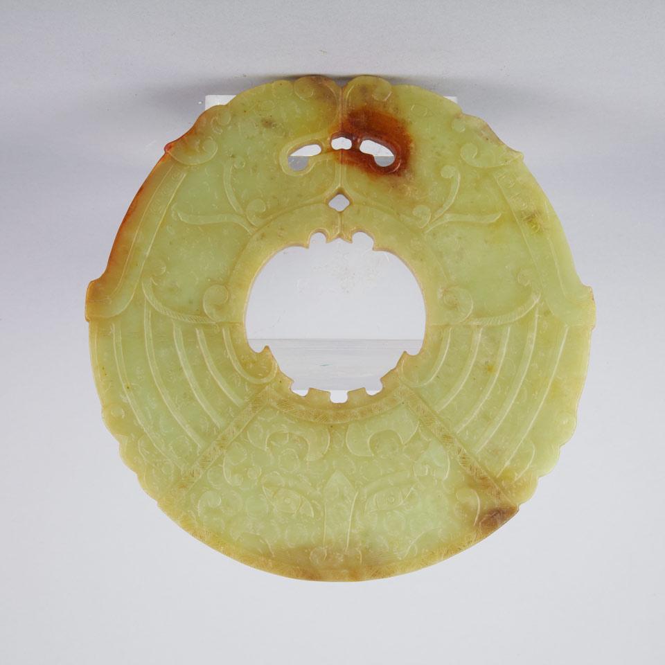 Large Celadon Jade Bi Disc