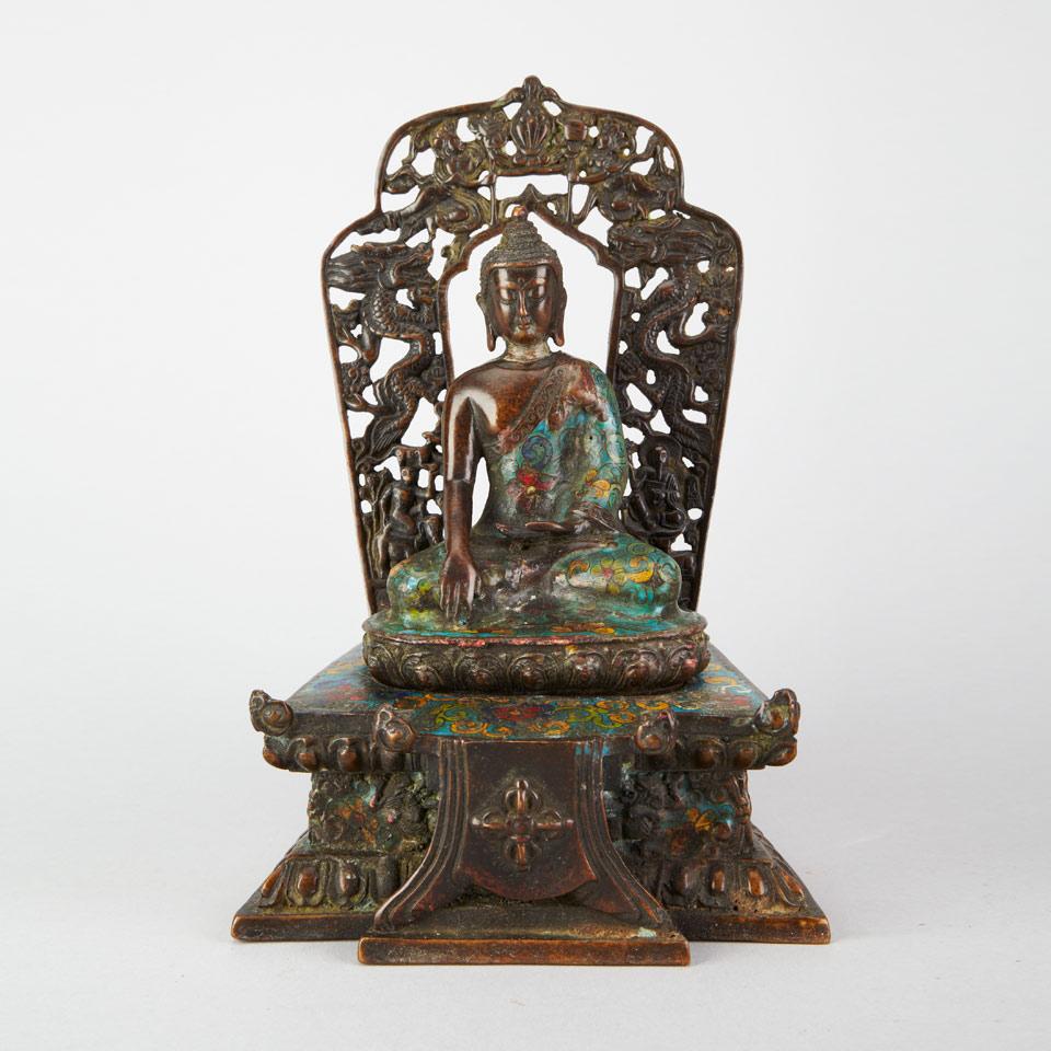 Champlevee Enamel Figure of Buddha