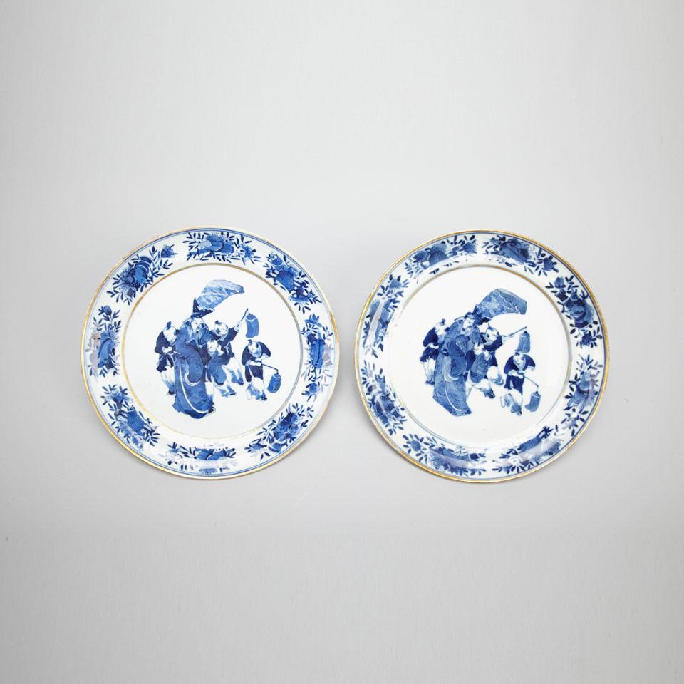 Pair of Blue and White Figural Dishes