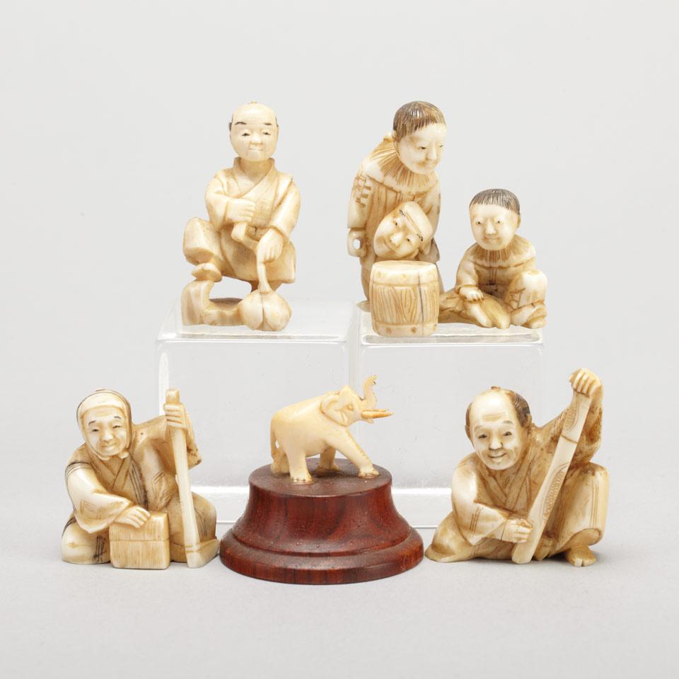 Four Small Japanese Ivory Netsukes 