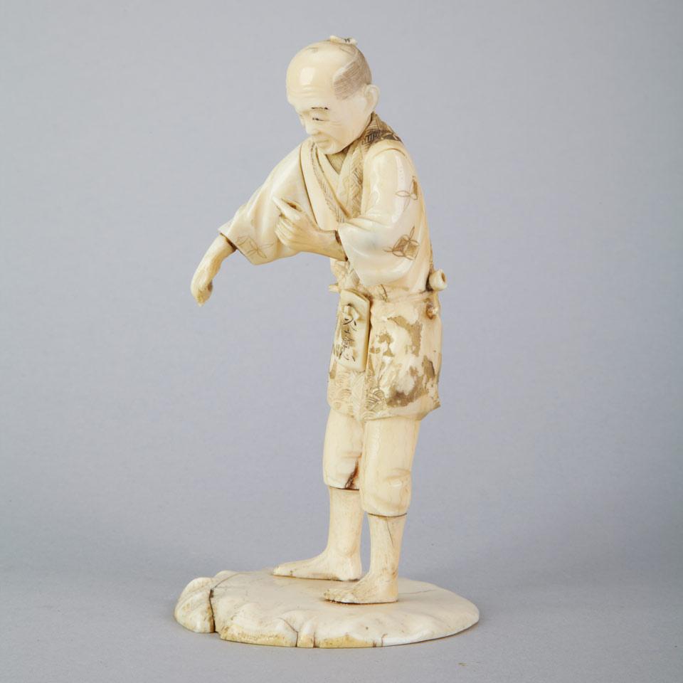 Japanese Ivory Carved Figure of a Farmer