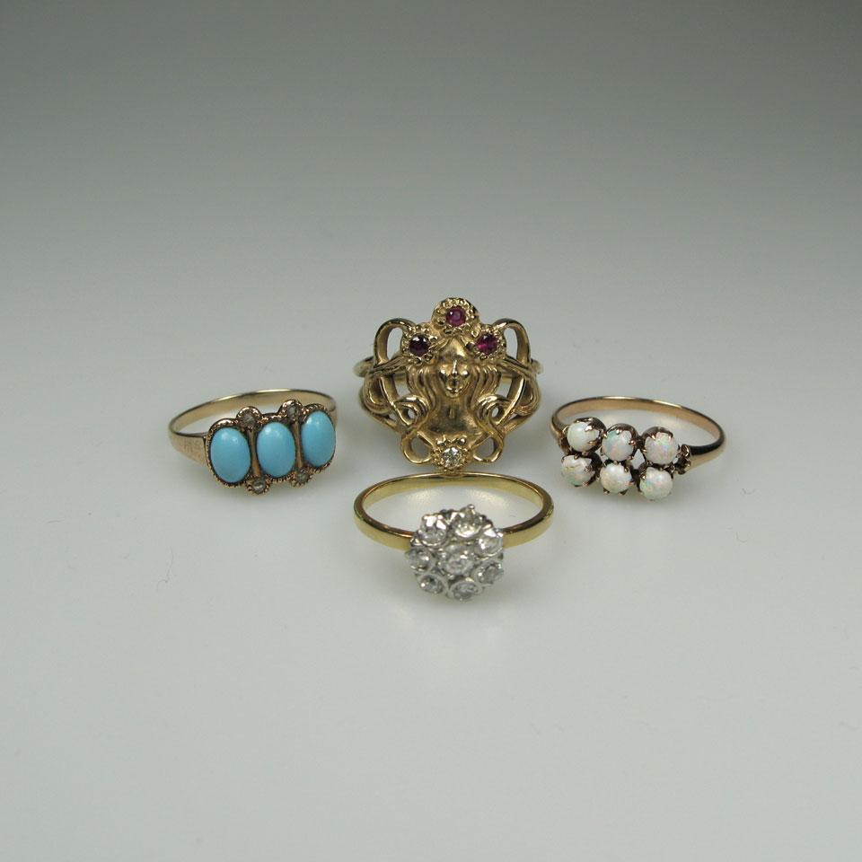 1 x 10k, 1 x 18k and 2 x 14k Yellow Gold Rings