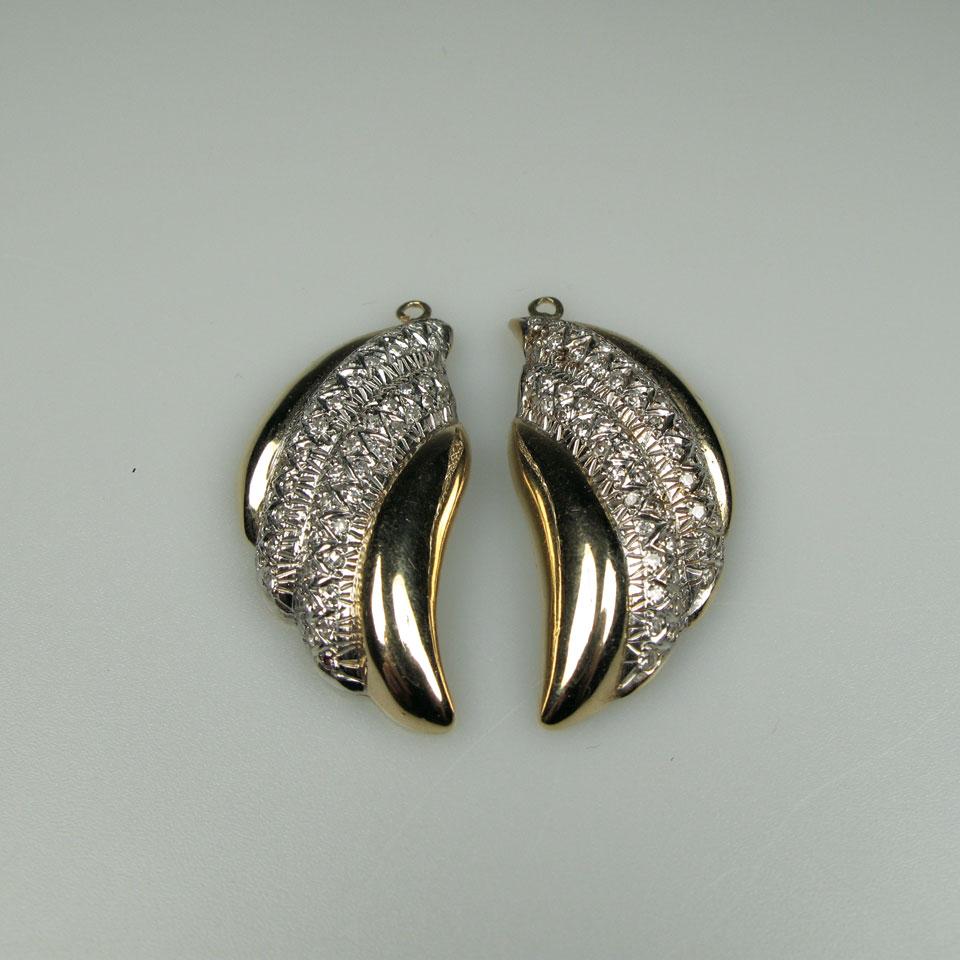Pair Of 14k Yellow  And White Gold Earring Enhancers