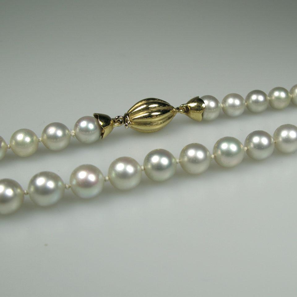 Single Strand Grey Cultured Pearl Necklace