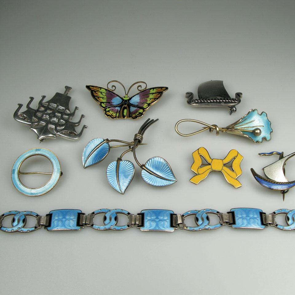 Small Quantity Of Silver And Enamel Jewellery
