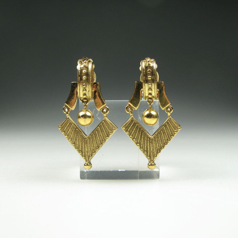 Pair Of 14k Yellow Gold Clip And Stud Back Earrings