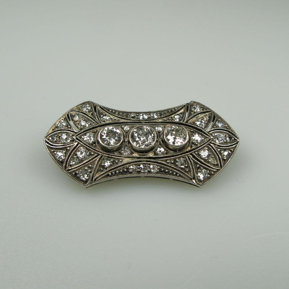 14k Yellow Gold And Silver Filigree Brooch