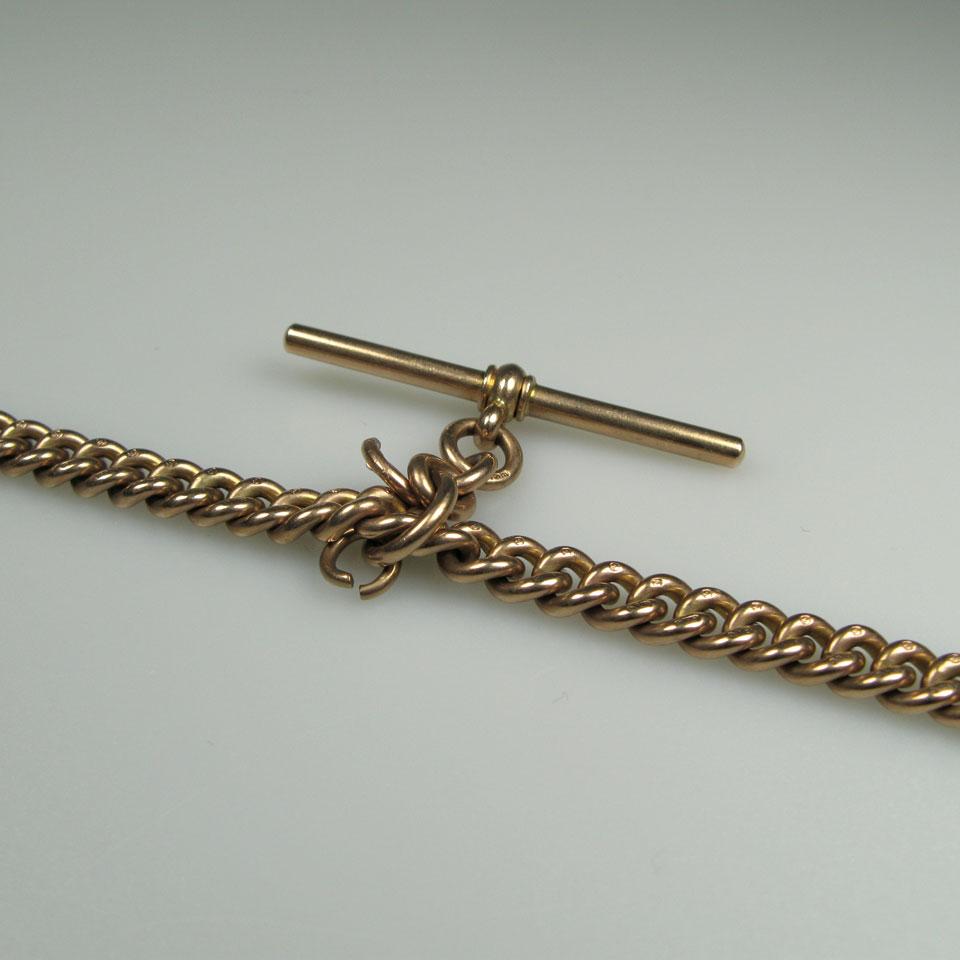 English 9k Rose Gold Curb Link Watch Chain