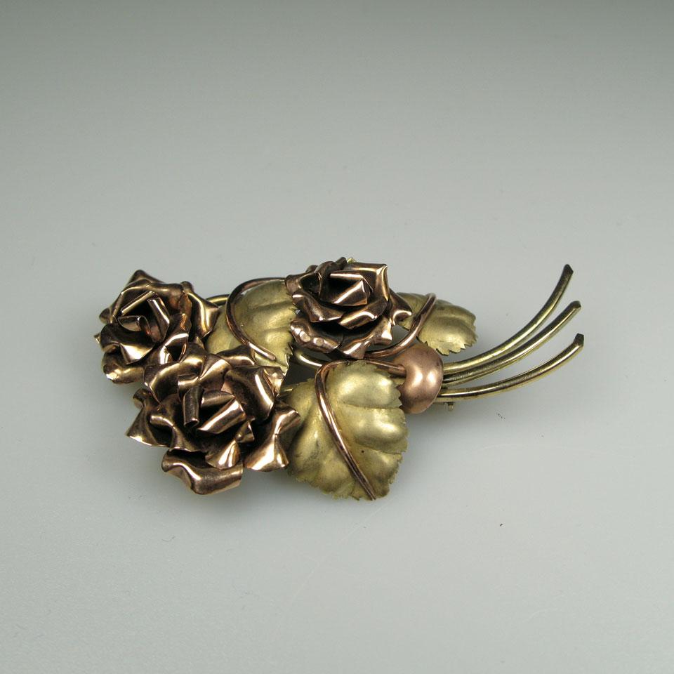 Hungarian 14k 2 Tone Gold Floral Brooch