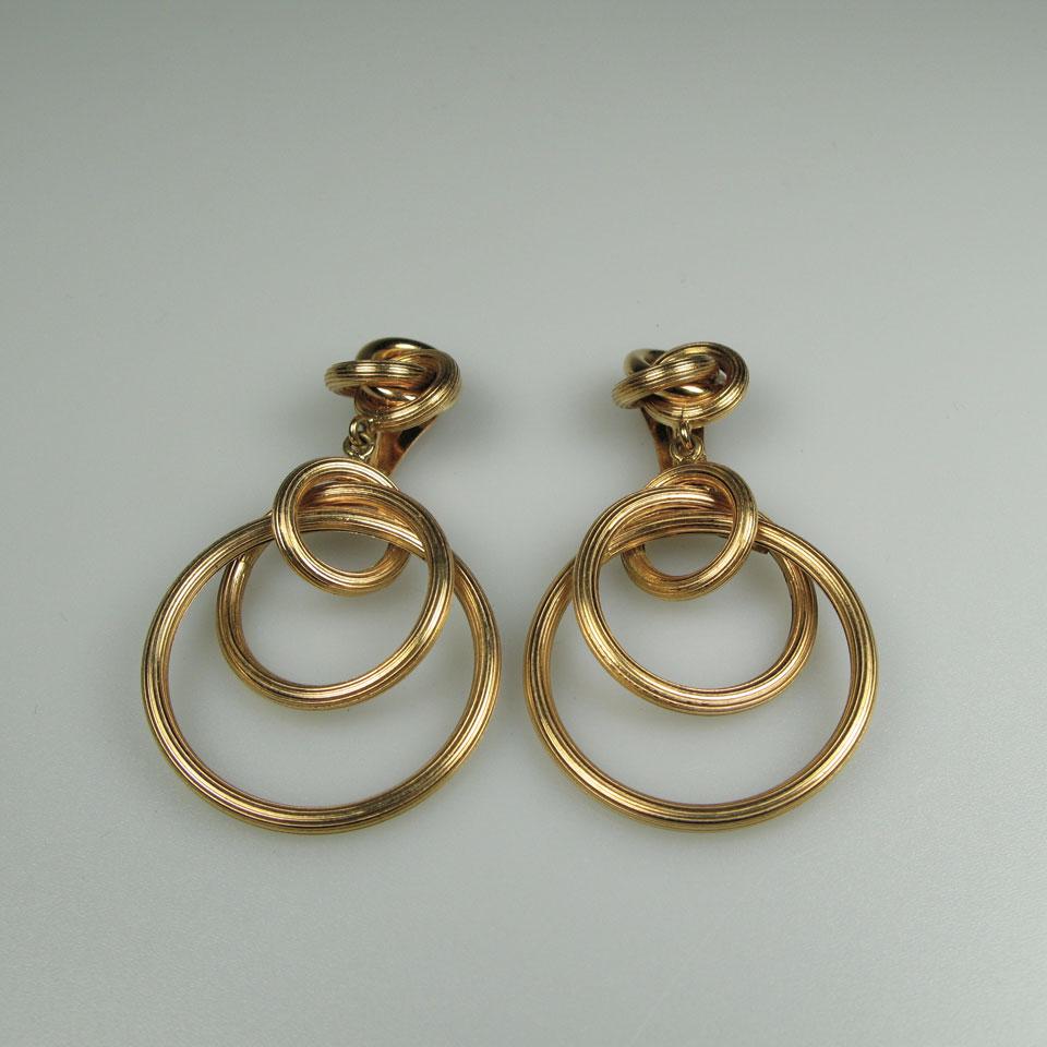 Pair Of Italian 18k Yellow Gold Drop Earrings