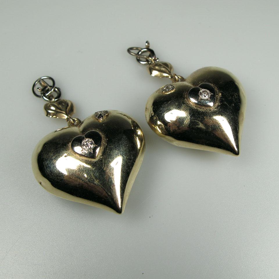 Pair Of 14k Yellow Gold Heart-Shaped earring enhancers