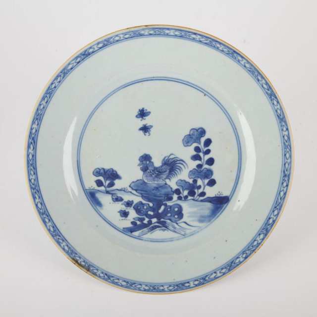 Three Export Blue and White ‘Chicken’ Plates, Kangxi Period (1662-1722)