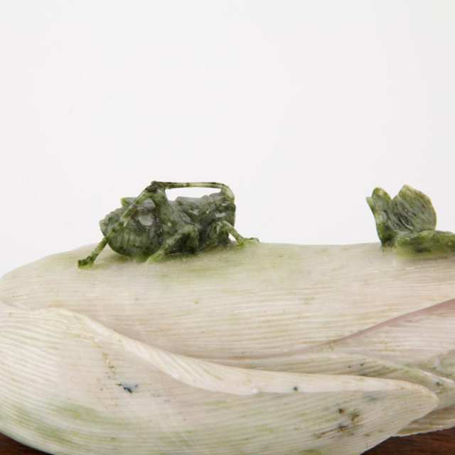 Carved Jadeite Corn and Insect Group, 19th Century