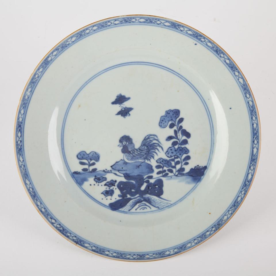 Three Export Blue and White ‘Chicken’ Plates, Kangxi Period (1662-1722)