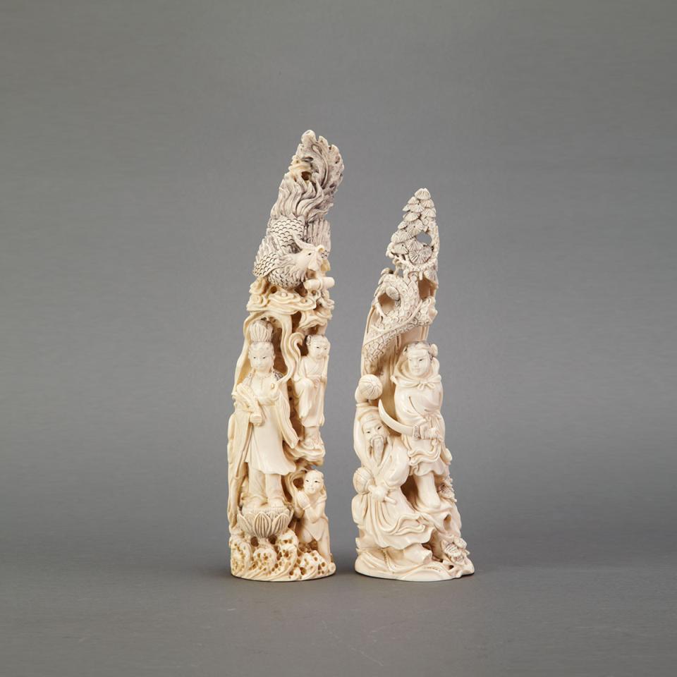 Two Tusk-Form Ivory Mountains