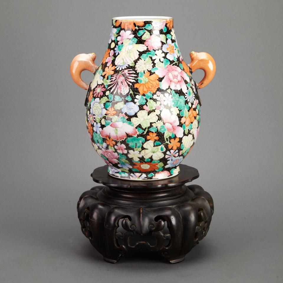 Famille Rose Millefleur Vase, Qianlong Mark, Republican Period 