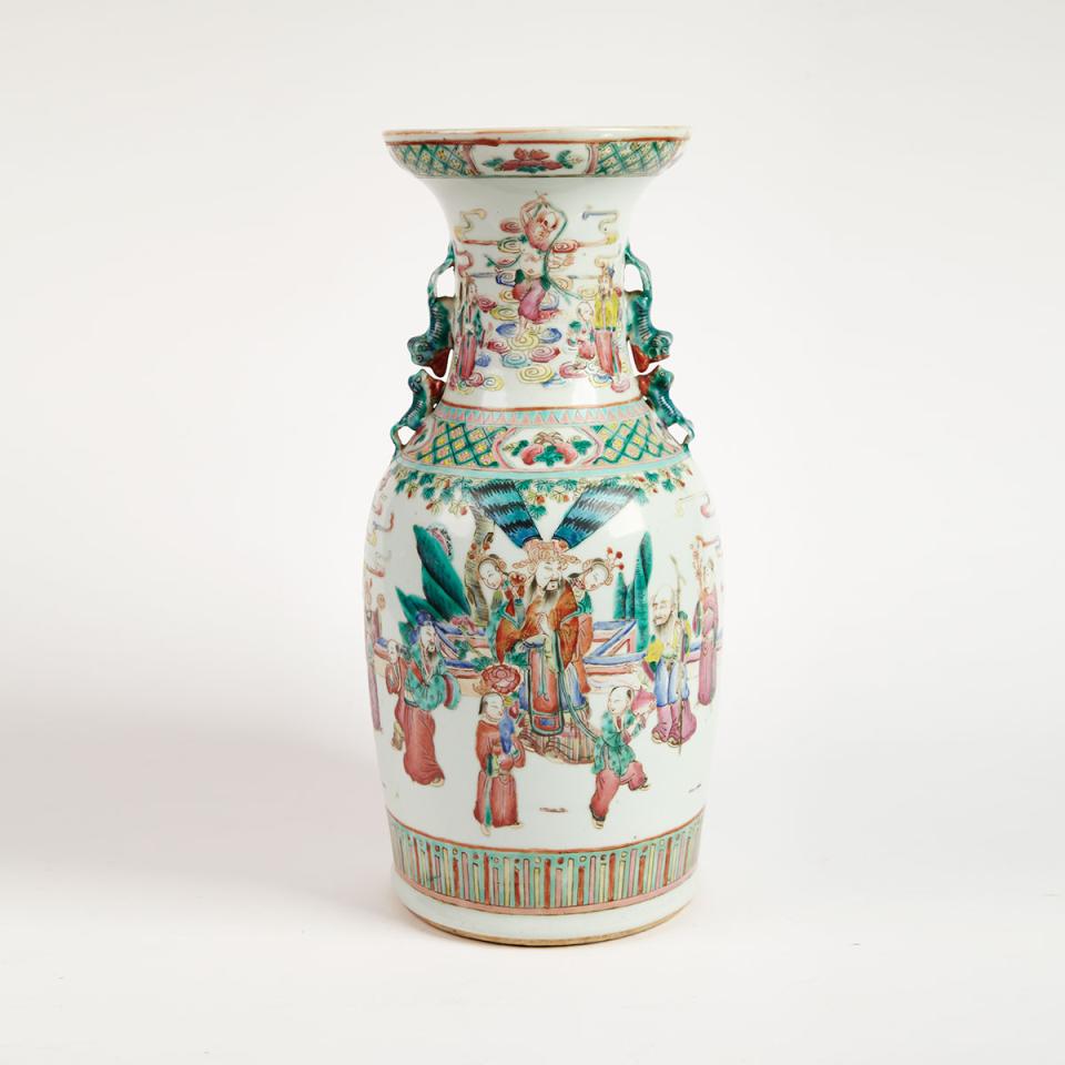 Famille Rose ‘Immortals’ Baluster Vase, Late Qing Dynasty