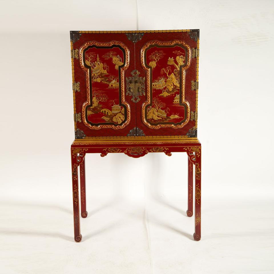 Red Lacquer Cabinet and Stand