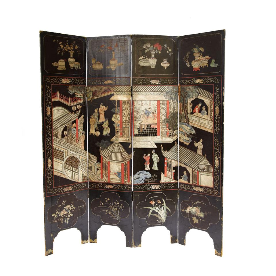 Four Panel Lacquer Screen