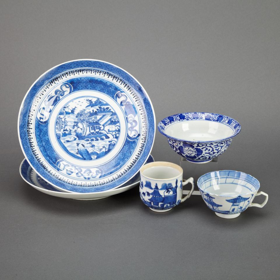 Pair of Nanking Blue and White Dishes, 18th Century 