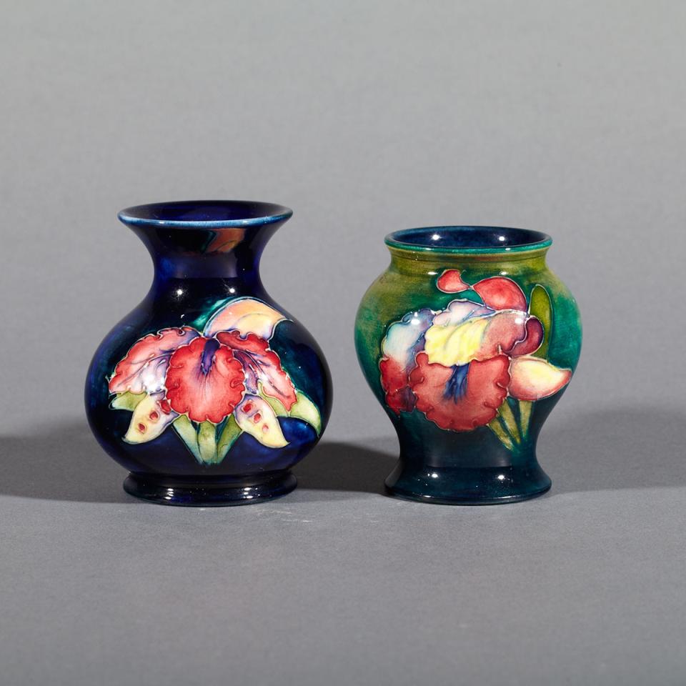 Two Moorcroft Orchids Small Vases, c.1960