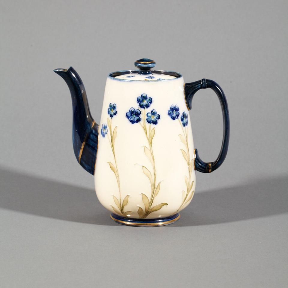 Macintyre Moorcroft Dura Ware Forget-Me-Nots Coffee Pot, c.1902-05