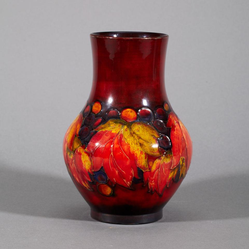 Moorcroft Flambé Grape and Leaf Vase, c.1928-30
