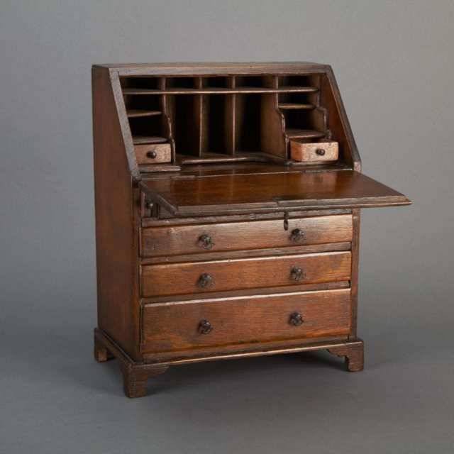 Miniature George III Style Oak Slant Front Desk, c.1850
