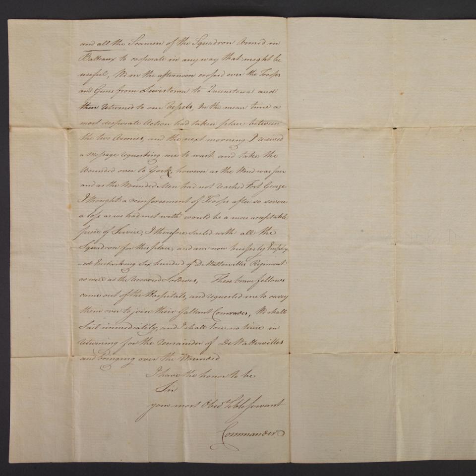 Commander Alexander Dobbs to Commodore Sir James Yeo, 7th August, 1814