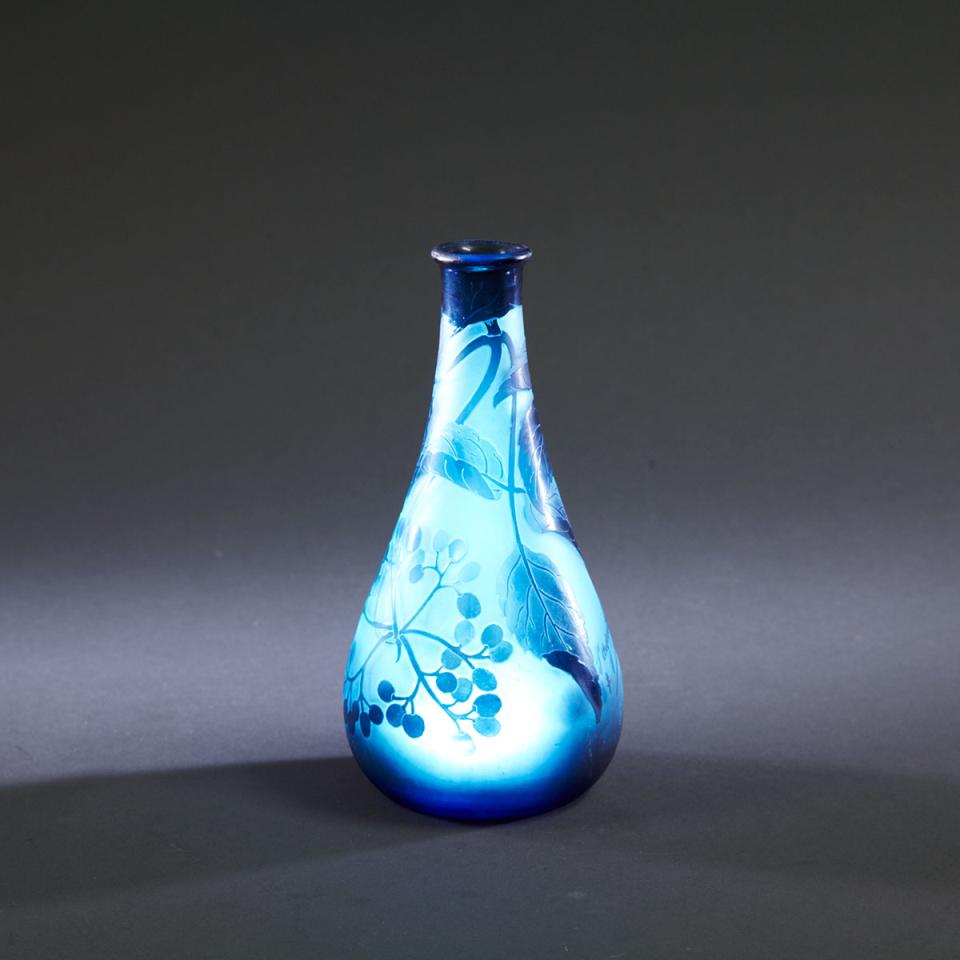 D’Argental Blue Cameo Glass Vase, early 20th century