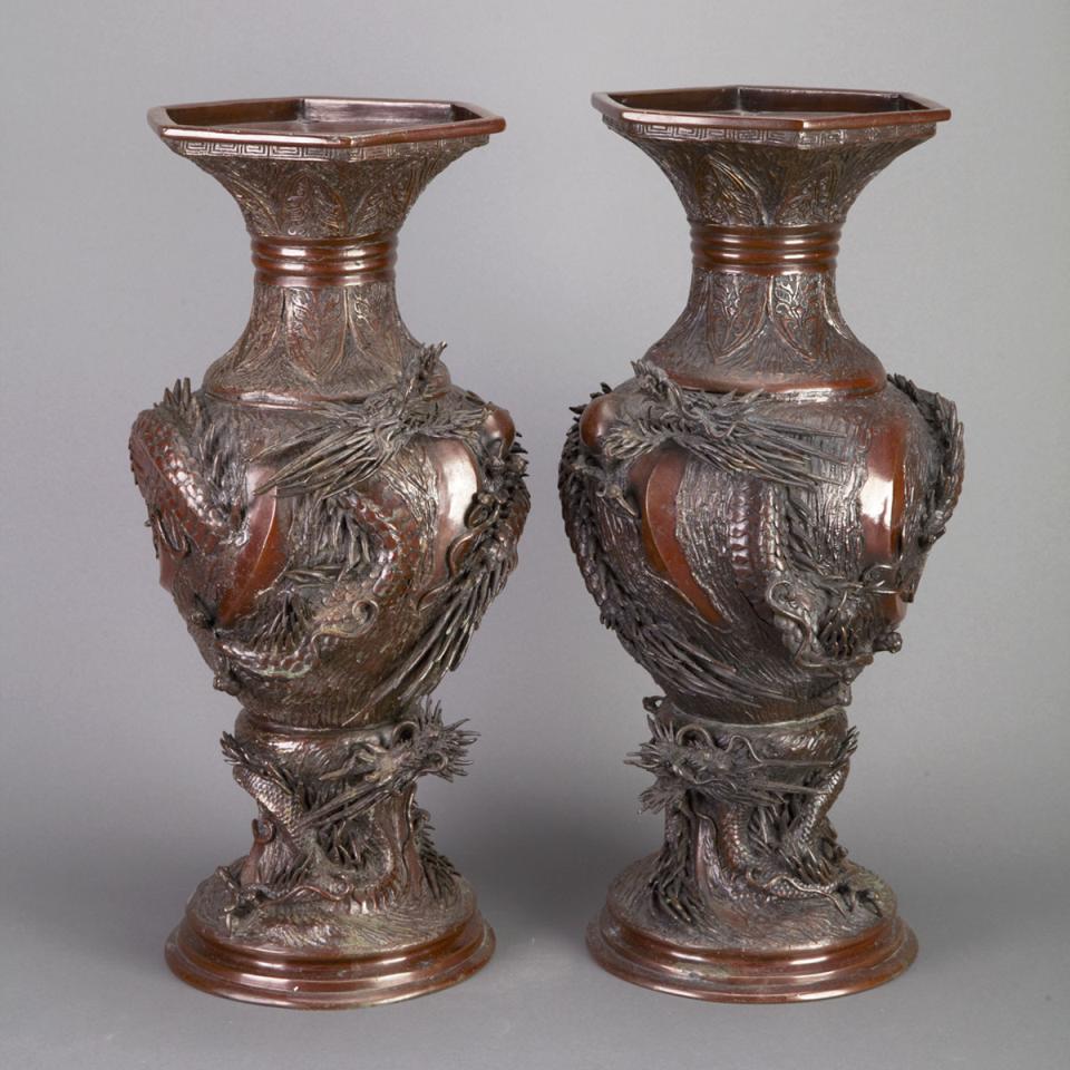 Pair of Chinese Bronze Floor Vases, c.1900