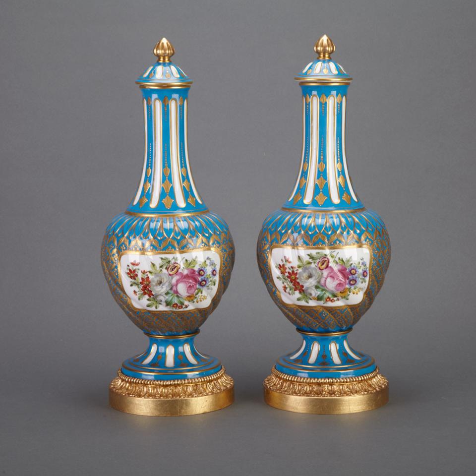 Pair of Ormolu Mounted ‘Sèvres’ Vases and Covers, 20th century