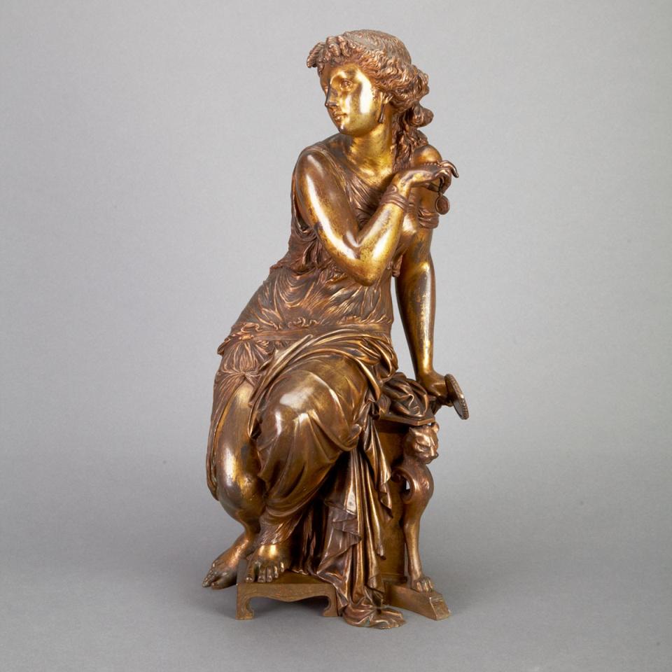 French Gilt Bronze and Ivory Bust of  Renaissance Maiden, c.1890