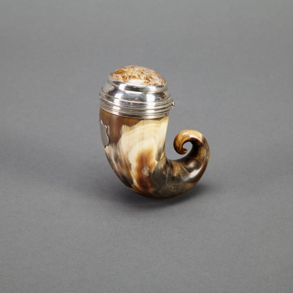 Scottish Silver Mounted Horn Snuff Mull, c.1800