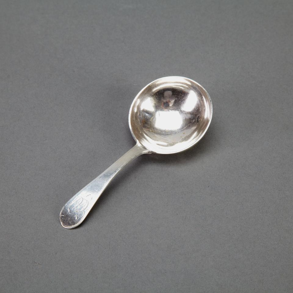 Canadian Silver Large Caddy Spoon, Laurent Amiot, Quebec, Que., c.1800
