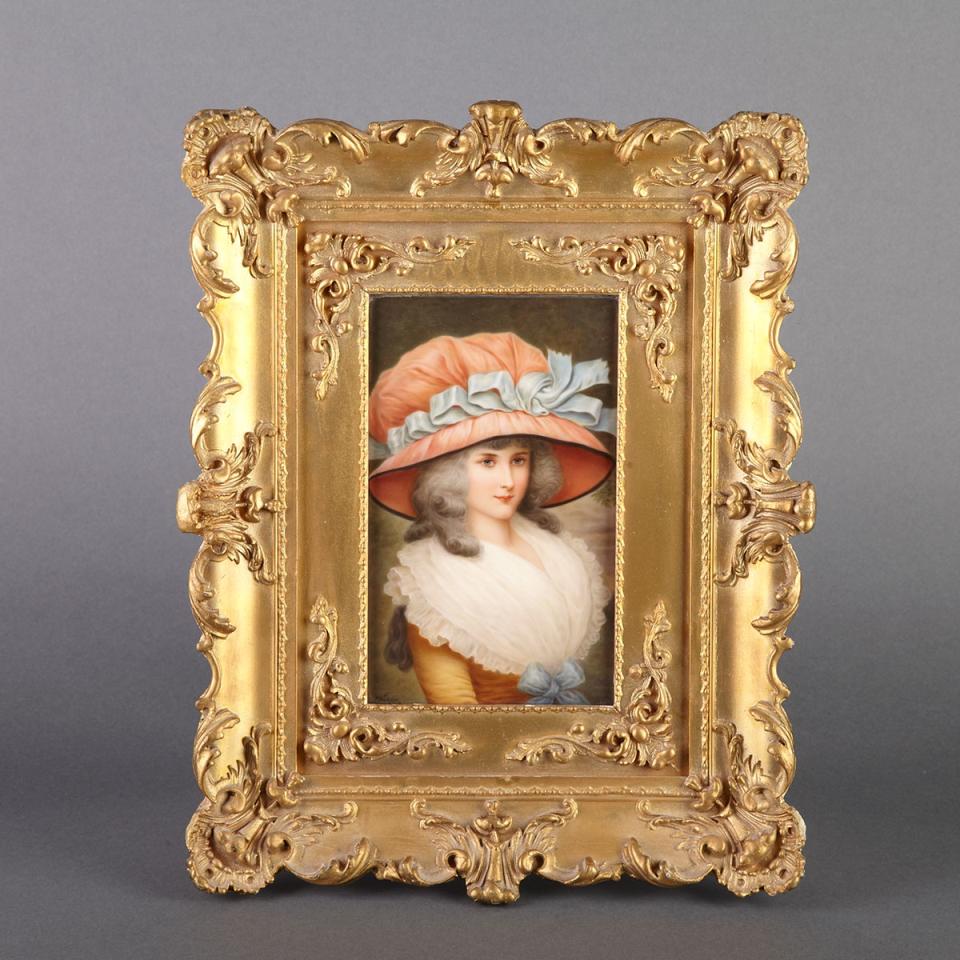 Berlin Rectangular Portrait Plaque of Lady Suffolk, signed Wagner, c.1900