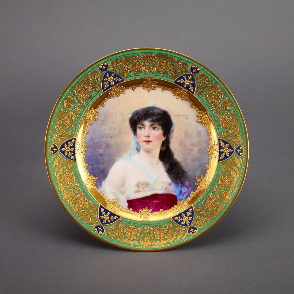Dresden Portrait Plate, ‘Orientalin’, after Conrad Kiesel, c.1900