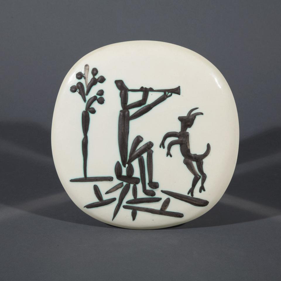‘Flute Player and Goat’, Pablo Picasso Ceramic Plaque, c.1956