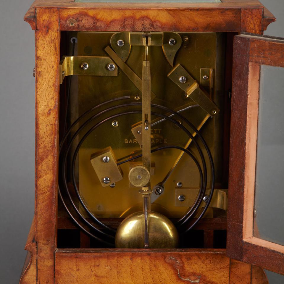 English Walnut Mantle Clock, Mallett, Barnstaple, late 19th century