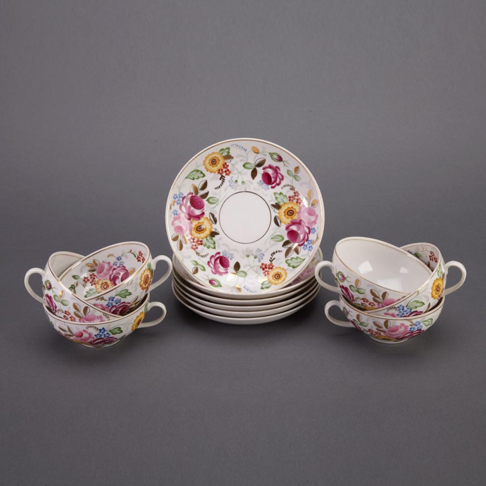 Six Russian Porcelain Cups and Saucers, early 20th century
