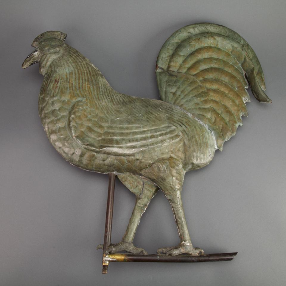 Full Bodied Copper and Zinc Rooster Weathervane, 19th/20th century