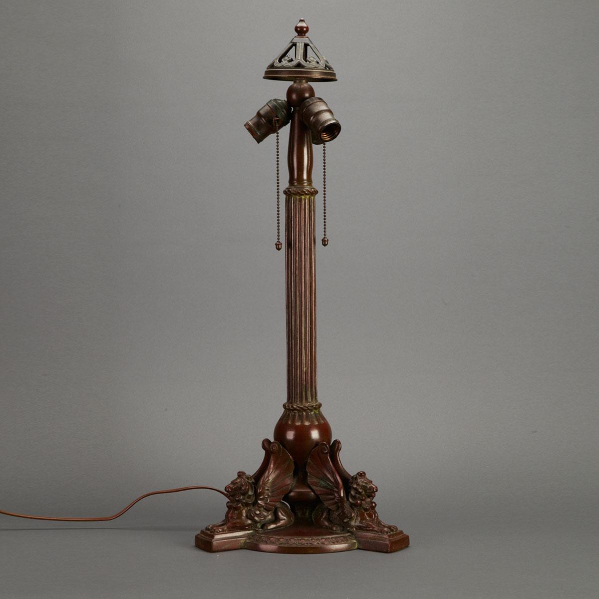 Handel Bronze Table Lamp Base, early 20th century