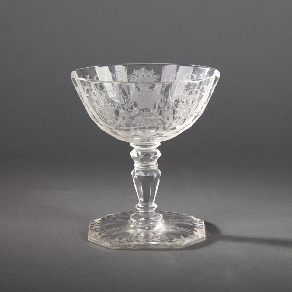 Lobmeyer Engraved Glass Sweetmeat Goblet, late 19th century