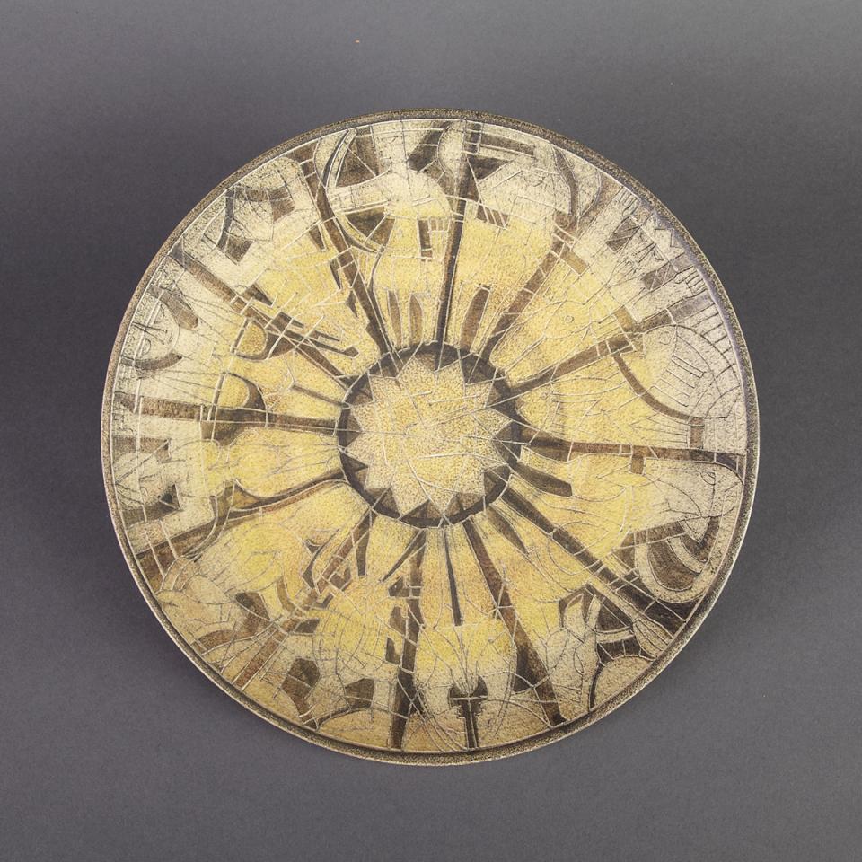 Brooklin Pottery Circular Plaque, Theo and Susan Harlander, mid-20th century