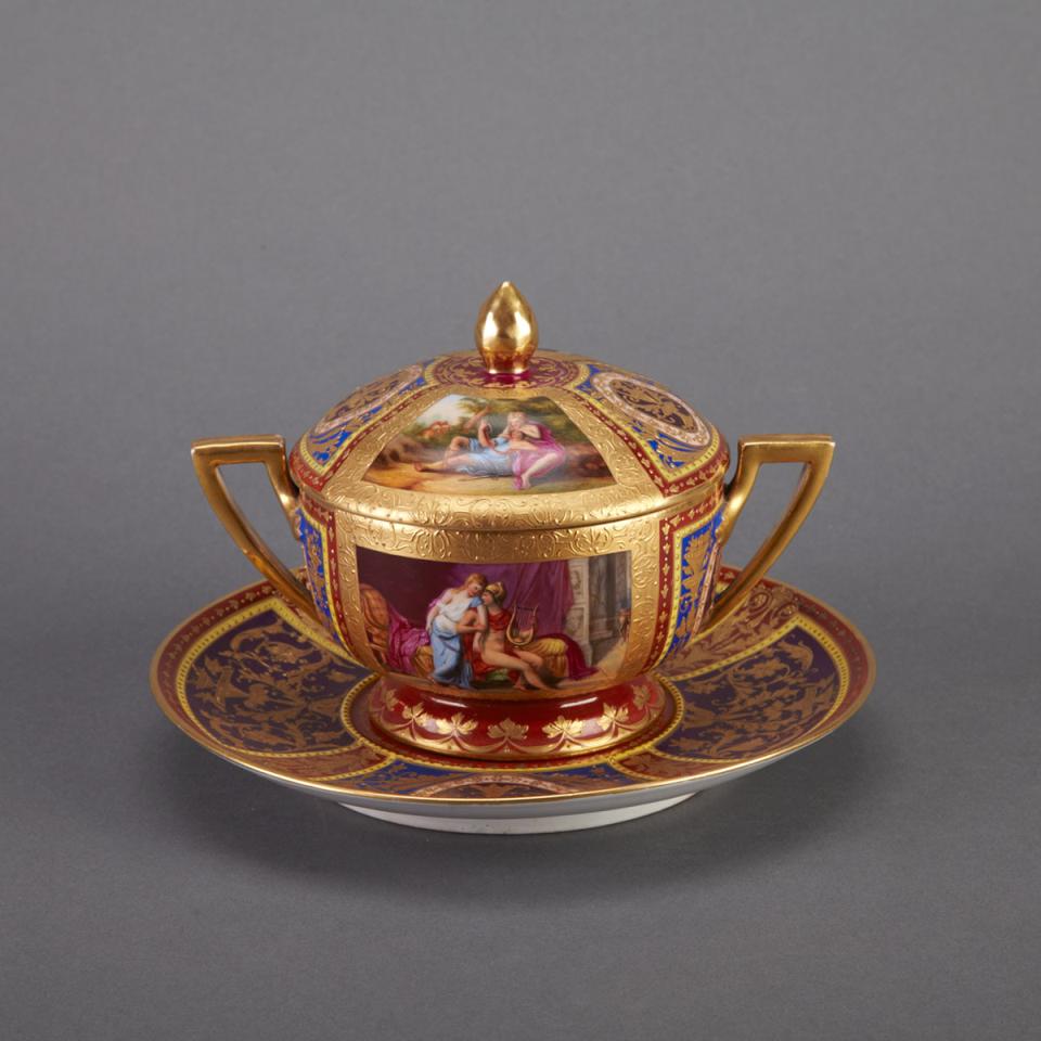 ‘Vienna’ Covered Two-Handled Cup and Stand, late 19th century
